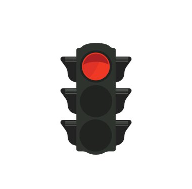 trafik ışığı kırmızı sinyal, vektör çizim ile düz simgesi
