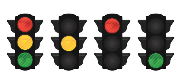 设置不同颜色的交通灯 矢量插图 — 图库矢量图片