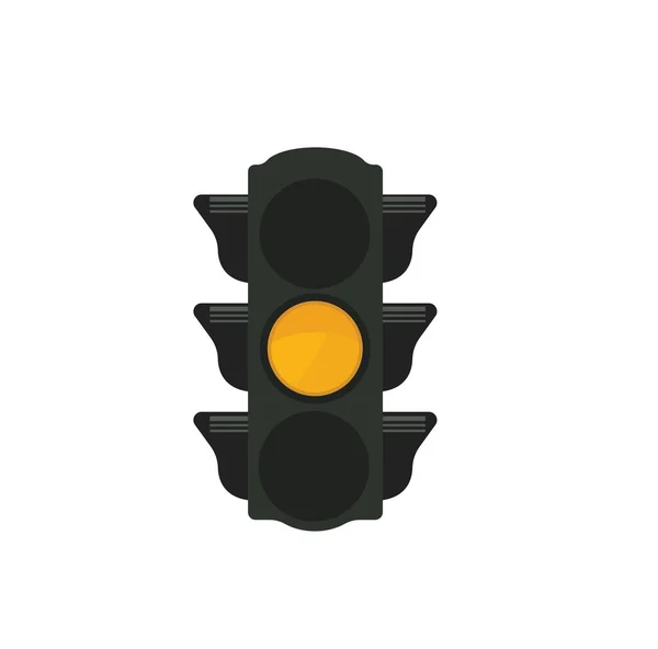 Platte Verkeerslichtpictogram Met Geel Signaal Vectorillustratie — Stockvector