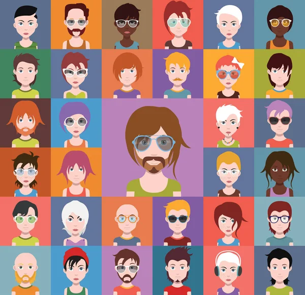 Zbiór różnorodnych avatary — Wektor stockowy