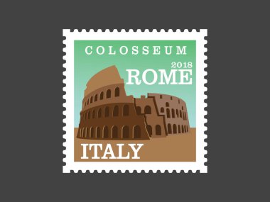 Roma posta damgası ile Colosseum 