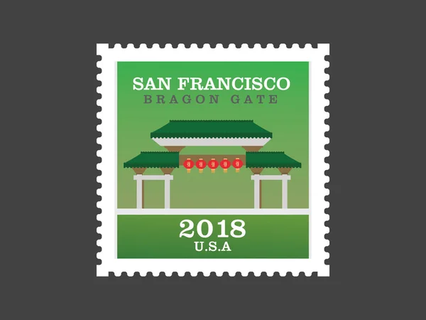 San Francisco Postal Stamp Vector Illustration — Stock Vector