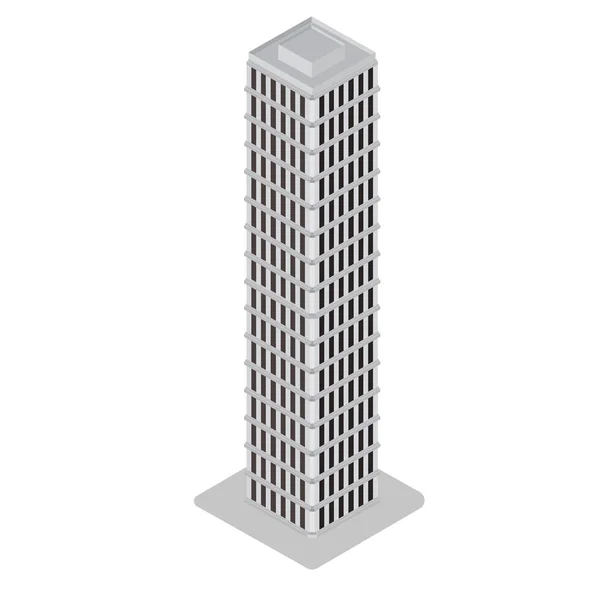 Isometrischer Wolkenkratzer, städtisches Gebäude — Stockvektor