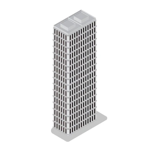 Arranha-céu isométrico, edifício urbano da cidade — Vetor de Stock