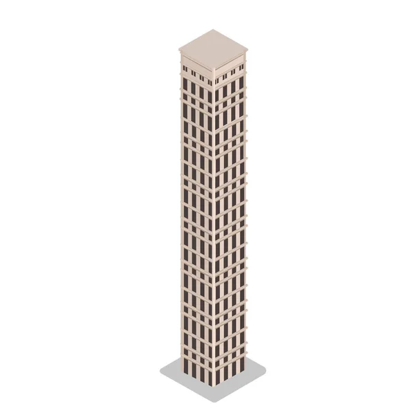 Isometrisk skyskrapa, urbana staden byggnad — Stock vektor