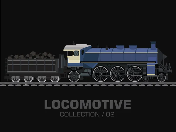 Locomotiva a vapore, treno ferroviario — Vettoriale Stock