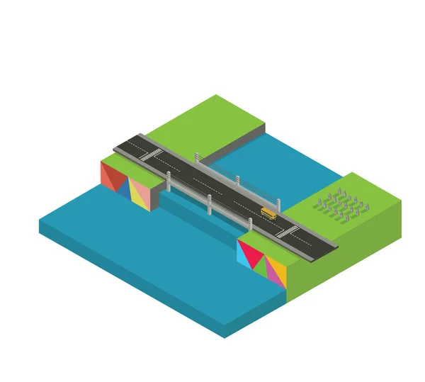 Изометрический городской мост — стоковый вектор