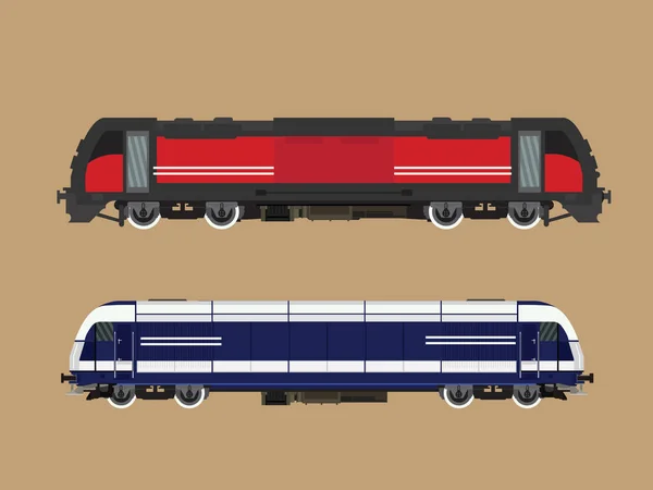 Moderní železniční lokomotivy — Stockový vektor