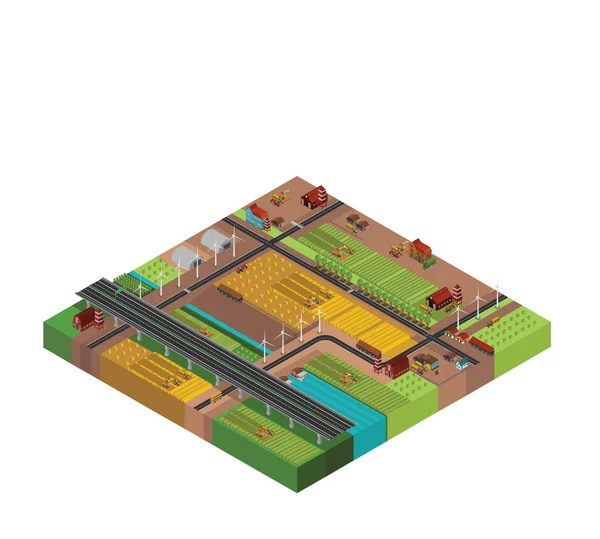 Farm countryside isometric design — Stock Vector