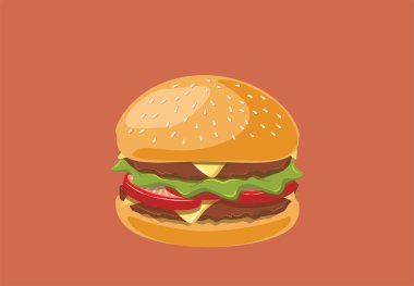 Parlak arka planda klasik Amerikan hamburgeri