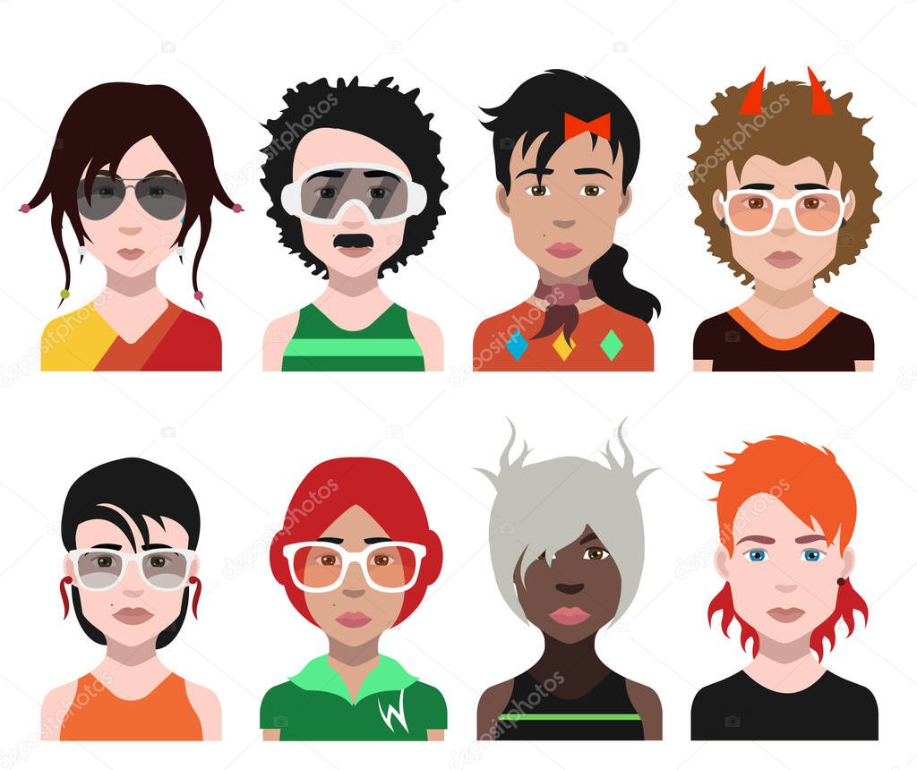 People avatars. Vector women, men avatar