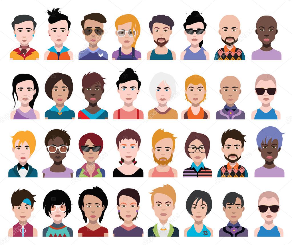 People avatars. Vector women, men avatar