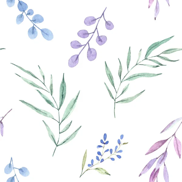 Padrão floral de lavanda aquarela desenhada à mão — Fotografia de Stock