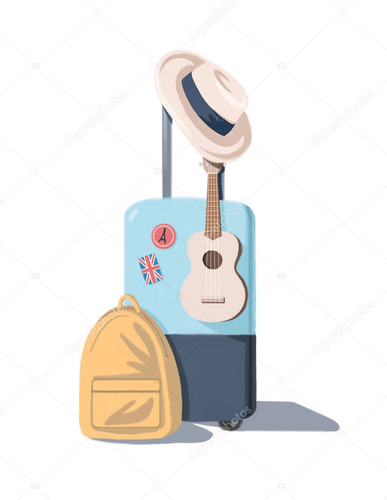 Travel baggage flat design illustration
