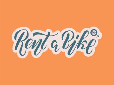 Pankart, broşür, poster, kıyafet, logo ve reklam tasarımı için bisiklet fırçası kiralamanın temsilcisi. Şablon, tabela, ilan tahtası, yazdırma, fiyat listesi, broşür için el yazısı metin