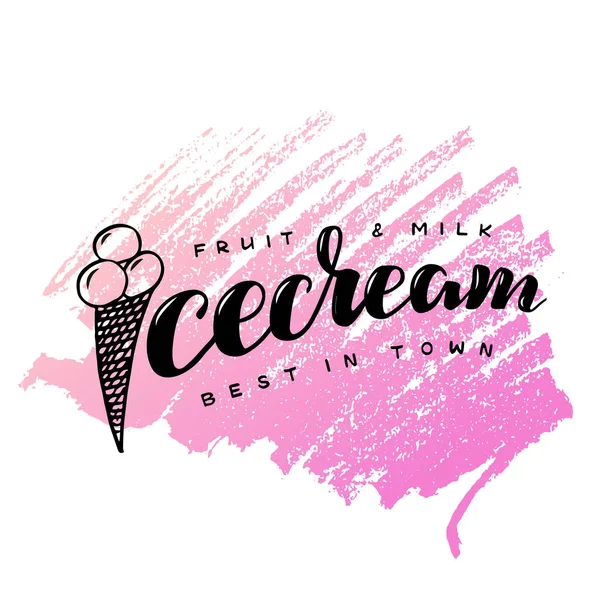 포스터 디자인을 Icecream 템플릿 빌보드 인쇄를 손으로 텍스트 브러시 — 스톡 벡터