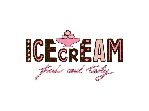 Ilustración Vectorial Letras Helado Para Pancarta Panfleto Póster Ropa Logotipo — Archivo Imágenes Vectoriales