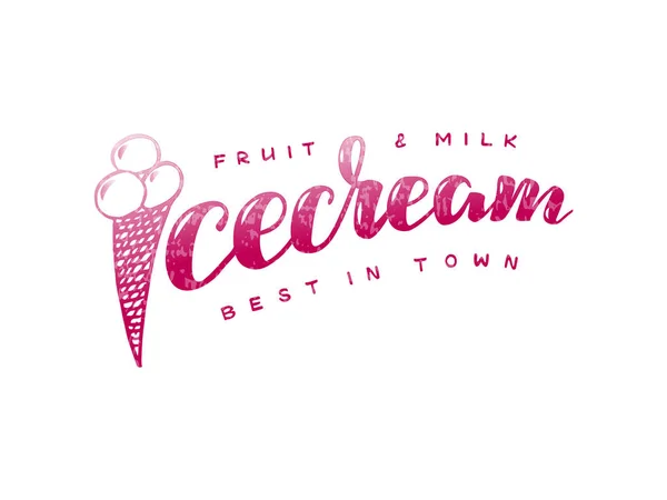 포스터 디자인을 Icecream 템플릿 빌보드 인쇄를 손으로 텍스트 브러시 — 스톡 벡터