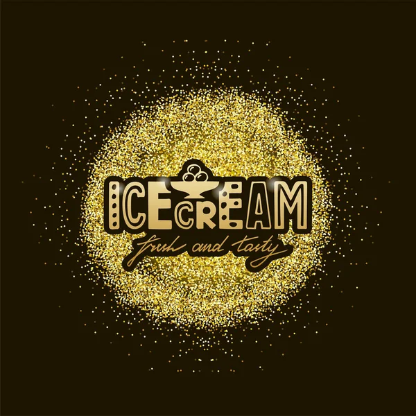 Vector Illustration Icecream Lettering Banner Leaflet Poster Clothes Logo Advertisement — Stock Vector