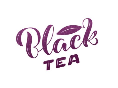 Paket, afiş, el ilanı, poster, bistro, kafe, dükkan tabelası, reklam tasarımı için siyah çay fırçası harflerinin vektör çizimi. Şablon, imza, ilan tahtası, yazdırma için el yazısıyla yazılmış metin 