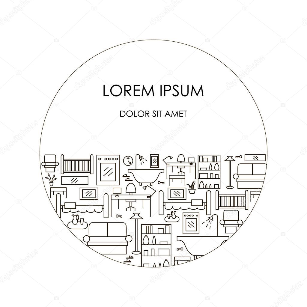 Ilustración vectorial de siluetas de muebles