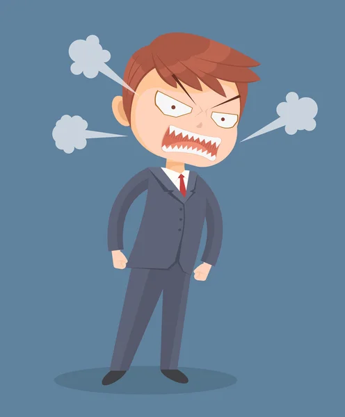 Angry screaming office worker man character. Vector flat cartoon illustration — Stock Vector