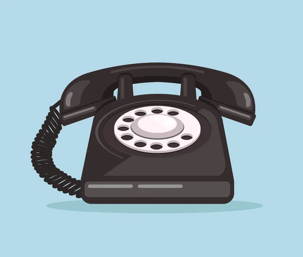 Old black telephone icon. Vector flat cartoon illustration — Stock Vector