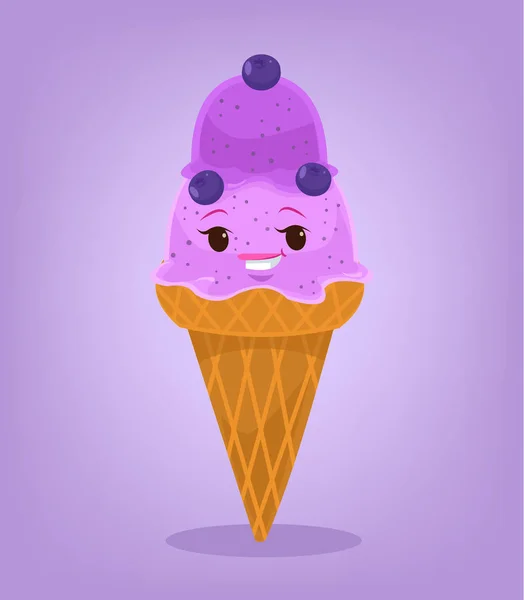 Il personaggio del gelato. illustrazione del fumetto piatto vettoriale — Vettoriale Stock