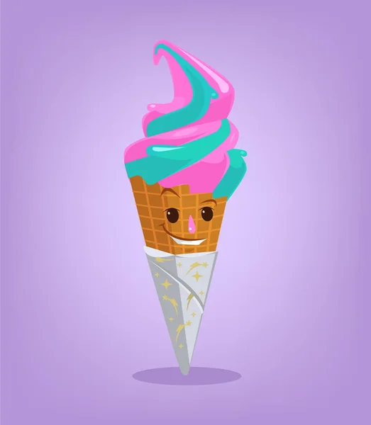 Ice cream character. Vector flat cartoon illustration — Stock Vector