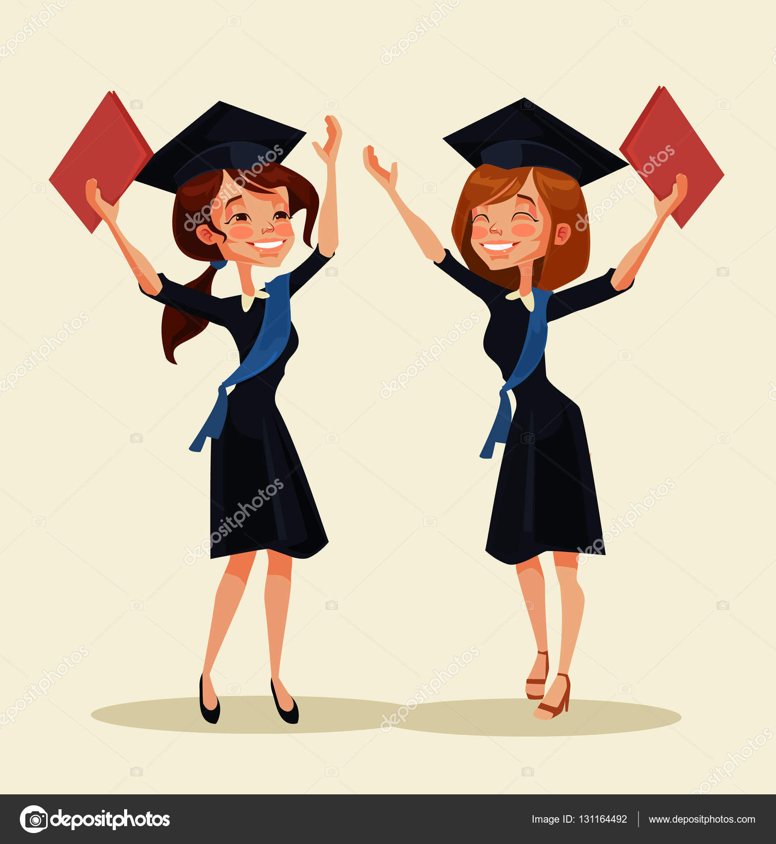 Girl students characters celebrate graduation. Vector flat cartoon illustration Stock Vector Image by ©prettyvectors #131164492 Girl students characters celebrate graduation. Vector flat cartoon illustration Stock Vector Image by ©prettyvectors #131164492