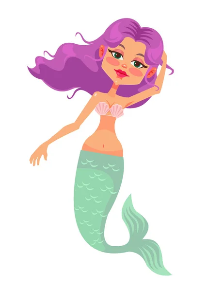 Mermaid character. Vector flat cartoon illustration — Stock Vector