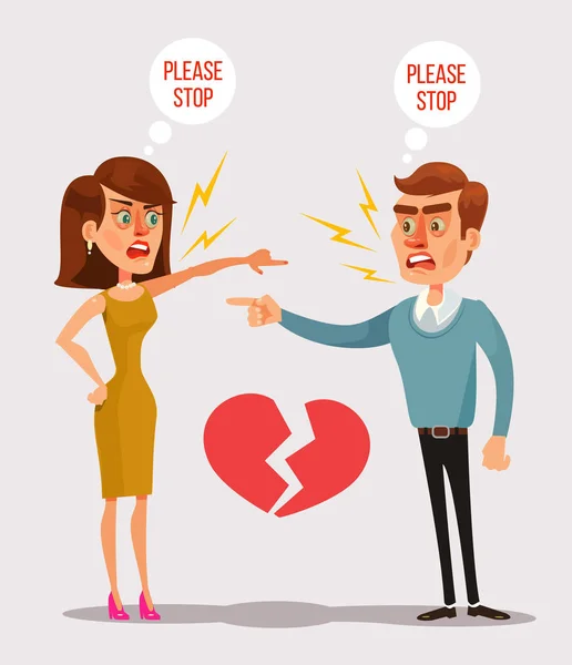 Mann und Frau streiten sich. Vektor flache Cartoon-Illustration — Stockvektor