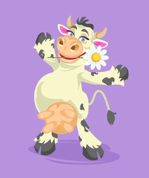 Funny cow performer character. Vector flat cartoon illustration — Stock Vector