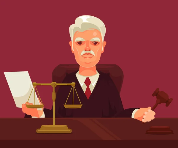 Αυστηρός δικαστής άνθρωπος χαρακτήρα. Επίπεδη καρτούν εικονογράφηση φορέα — Διανυσματικό Αρχείο
