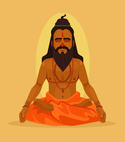 Mediteren yogi man karakter. Vectorillustratie platte cartoon — Stockvector