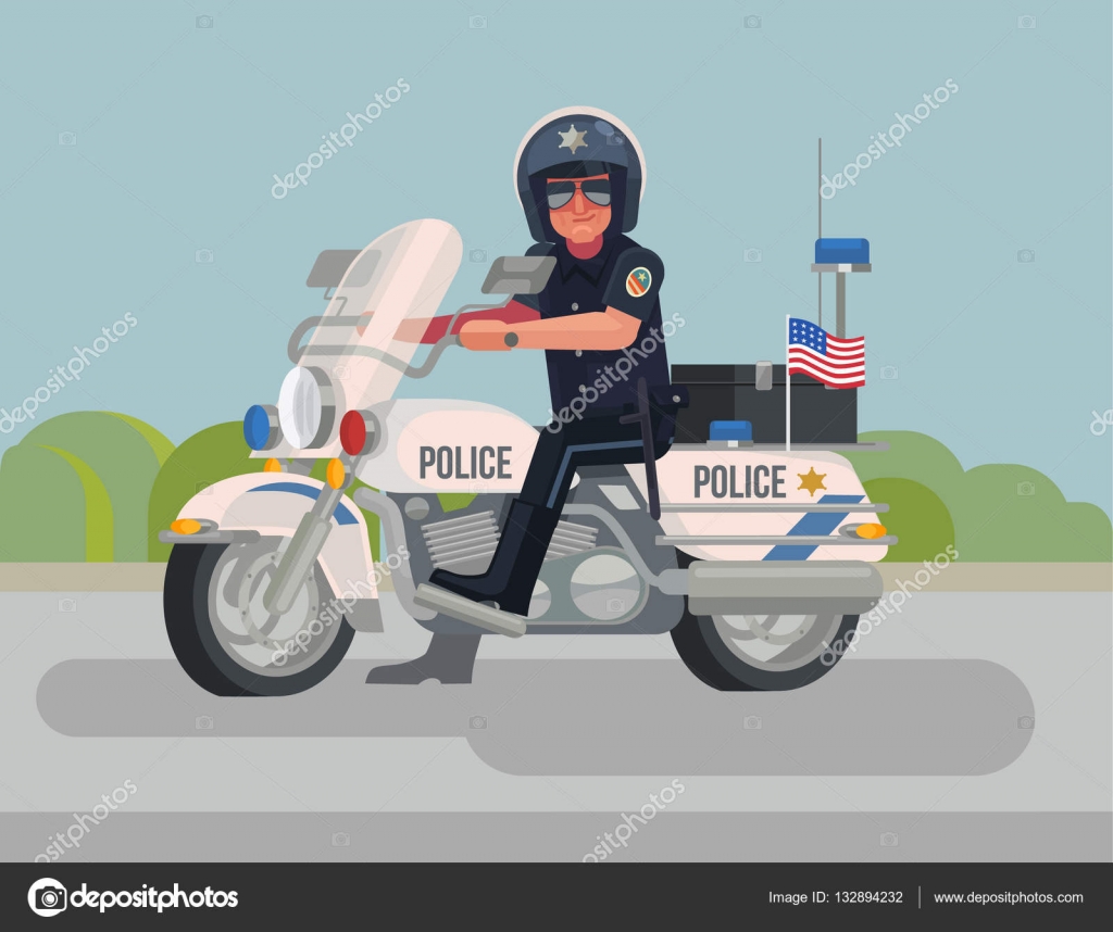 Police Officer Character Sitting On Motorcycle Vector Flat Cartoon Illustration Stock Vector Image By C Prettyvectors 132894232