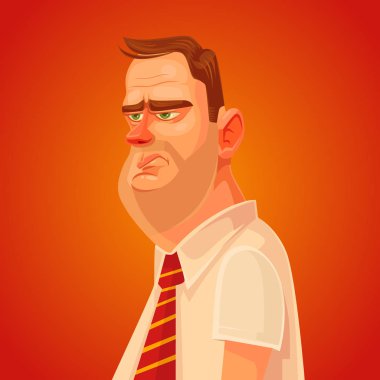 Office çalışan adam karakter rahatsız. Vektör düz çizgi film illüstrasyon