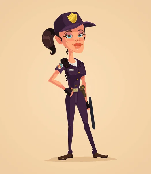 Ženu policie charakter. Plochý kreslené vektorové ilustrace — Stockový vektor