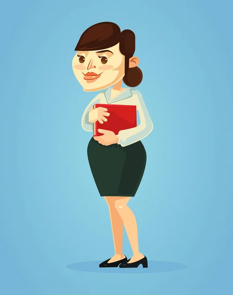 Secretary woman character. Vector flat cartoon illustration — Stock Vector