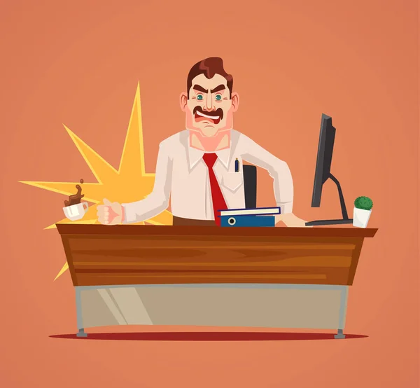 Le patron en colère hurle. Illustration vectorielle de dessin animé plat — Image vectorielle