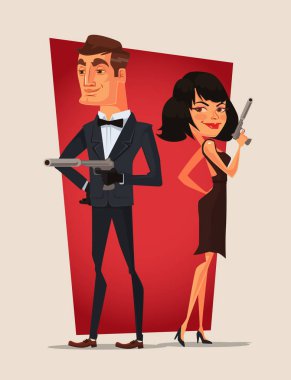 Casus çift karakter. Vektör düz çizgi film illüstrasyon