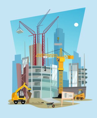 İnşaat vektör düz çizgi film illüstrasyon