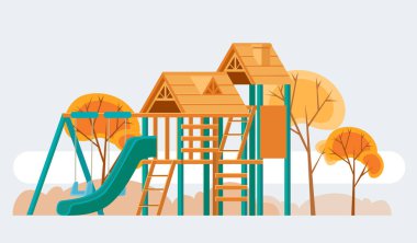 Çocuk Bahçesi. Vektör düz çizgi film illüstrasyon