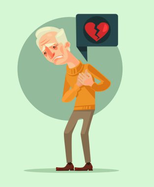 Grandfather character with heart attack. Vector flat cartoon illustration clipart