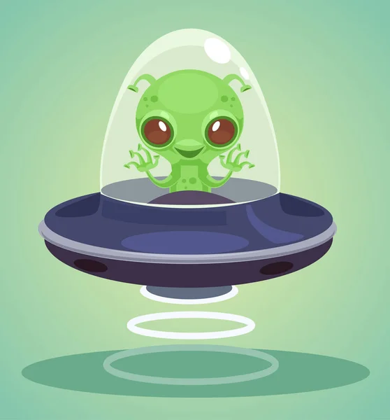 Personaje extraterrestre OVNI. Vector plano ilustración de dibujos animados — Vector de stock