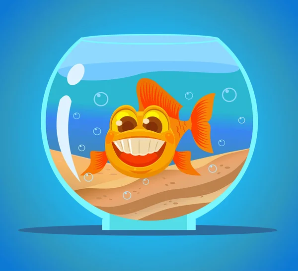 Aquarium personnage de poisson. Illustration vectorielle de dessin animé plat — Image vectorielle