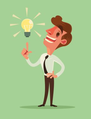 İyi fikir işadamı karakter var. Vektör düz çizgi film illüstrasyon