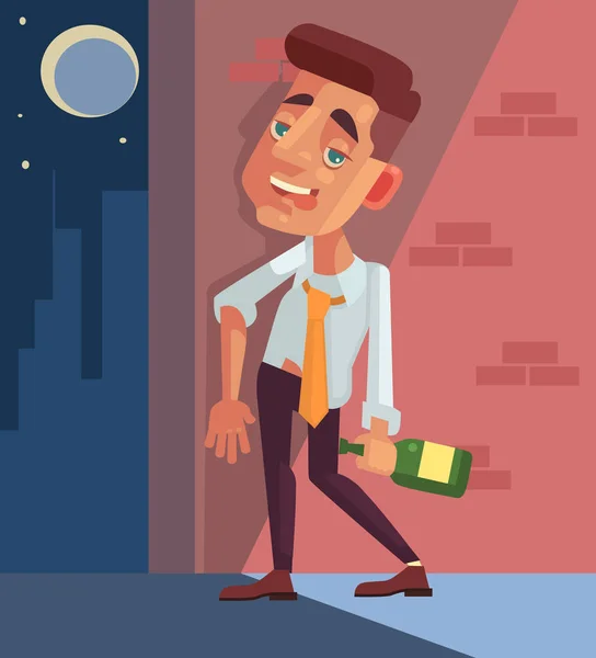 Dronken kantoor werknemer zakenman karakter. Vectorillustratie platte cartoon — Stockvector