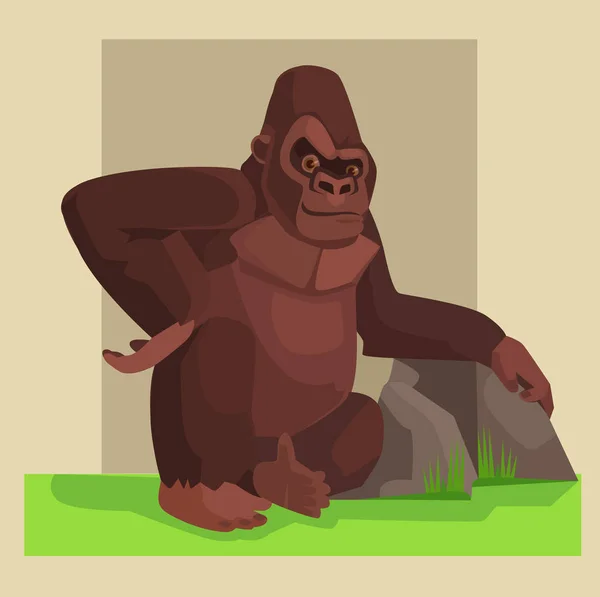 Bonito gorila. Ilustração de desenho animado plano vetorial —  Vetores de Stock