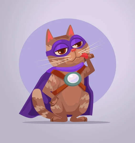 Personaje de superhéroe gato. Vector plano ilustración de dibujos animados — Archivo Imágenes Vectoriales